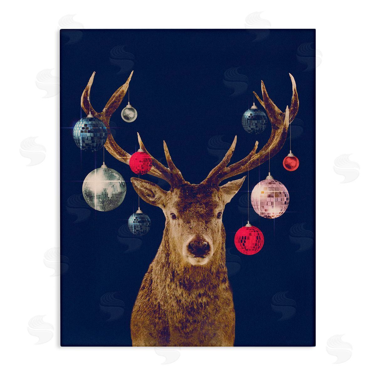 Deer and Shining Ornaments Canvas Wall Art, Home Decor by Victoria Barnes