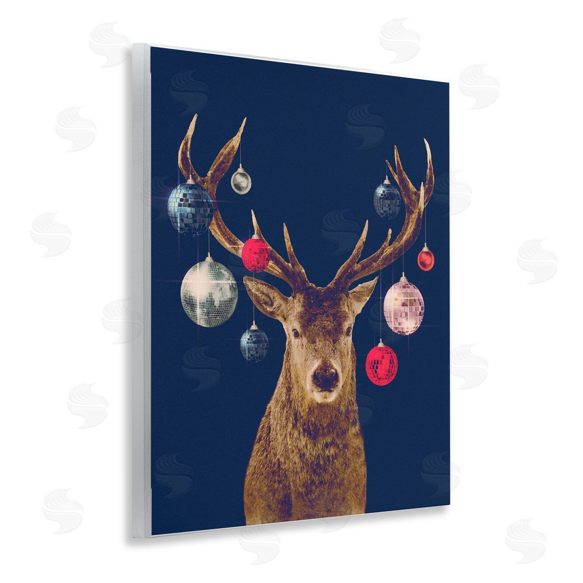 Deer and Shining Ornaments Wood Plaque Wall Art, Home Decor by Victoria Barnes