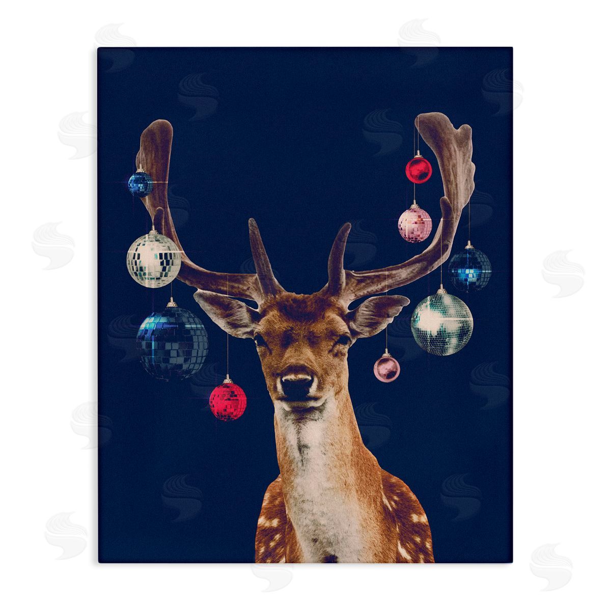 Deer with Dazzling Ornaments Canvas Wall Art, Home Decor by Victoria Barnes
