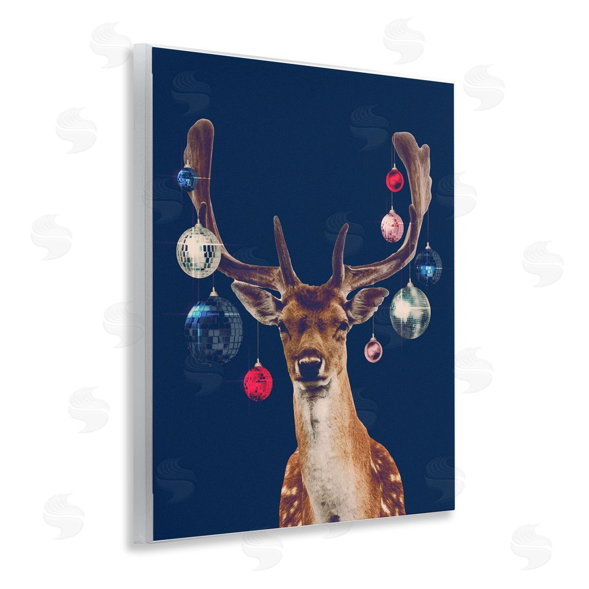 Deer with Dazzling Ornaments Wood Plaque Wall Art, Home Decor by Victoria Barnes