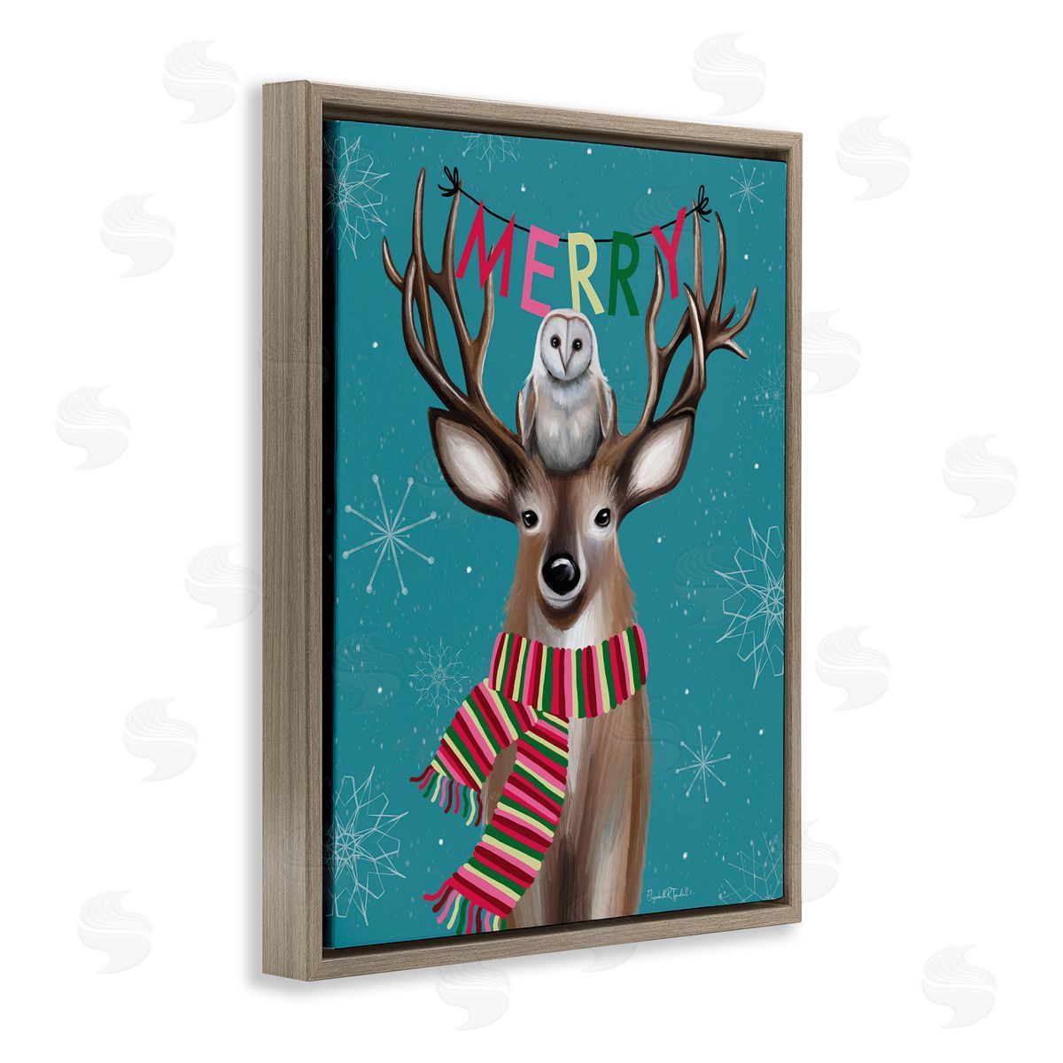 Woodland Merry Creatures Brown Floating Frame Canvas Wall Art, Home Decor by Elizabeth Tyndall