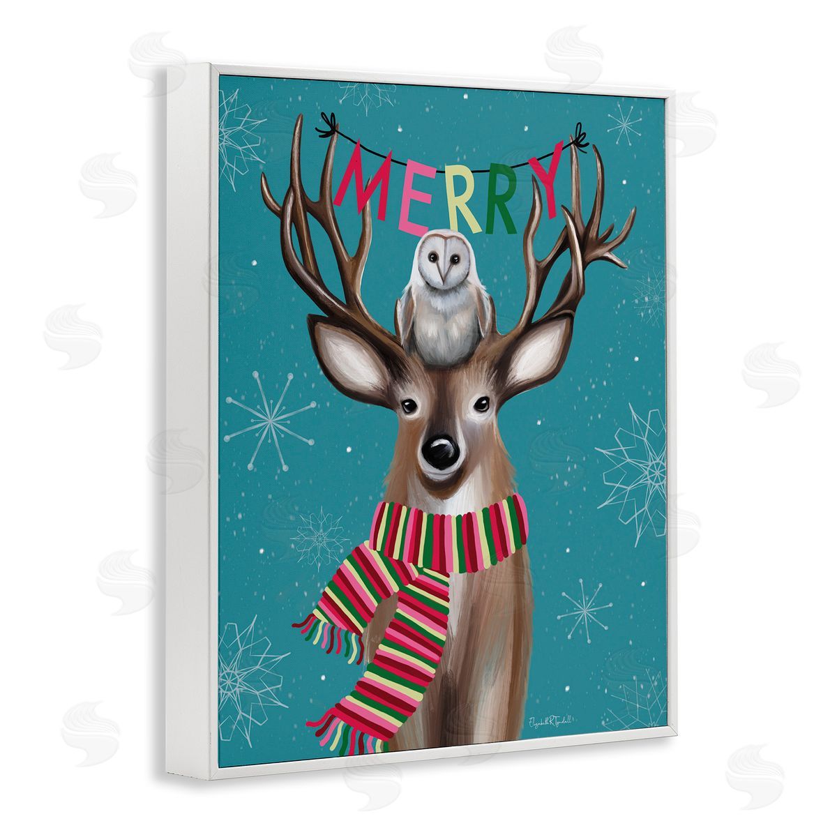Woodland Merry Creatures White Frame Print Wall Art, Home Decor by Elizabeth Tyndall