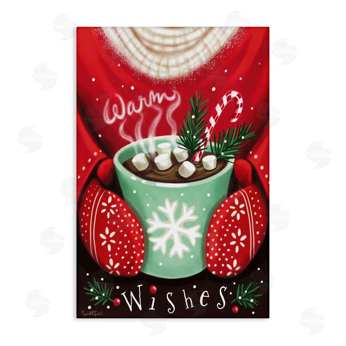 Warm Wishes Hot Cocoa Canvas Wall Art, Home Decor by Elizabeth Tyndall