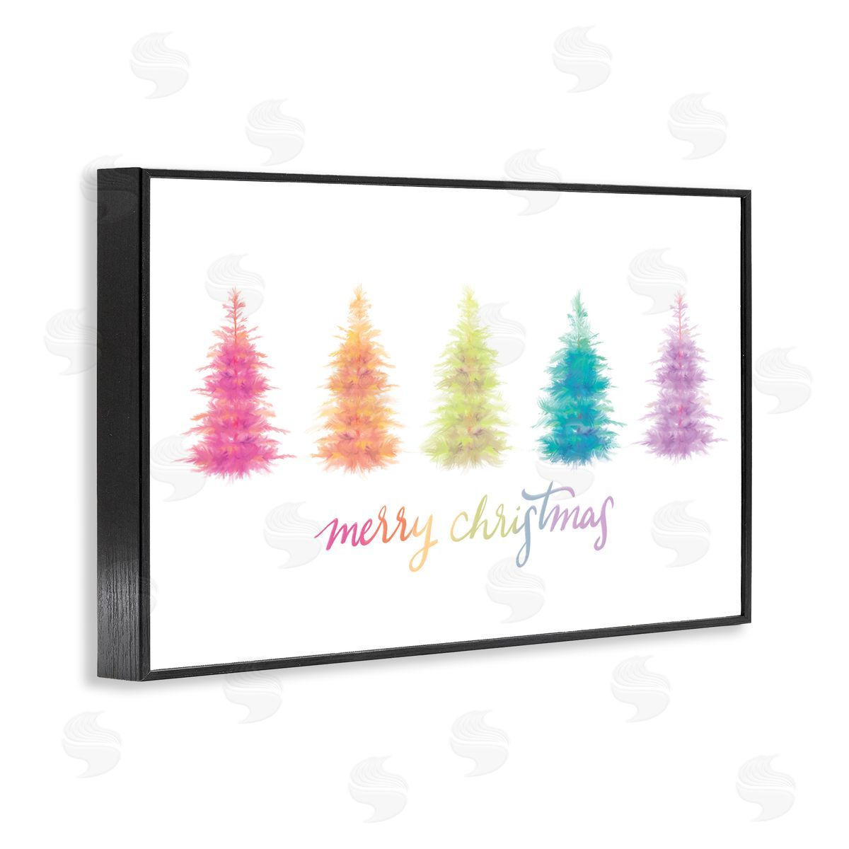 Rainbow Christmas Trees Black Frame Print Wall Art, Home Decor by House Fenway