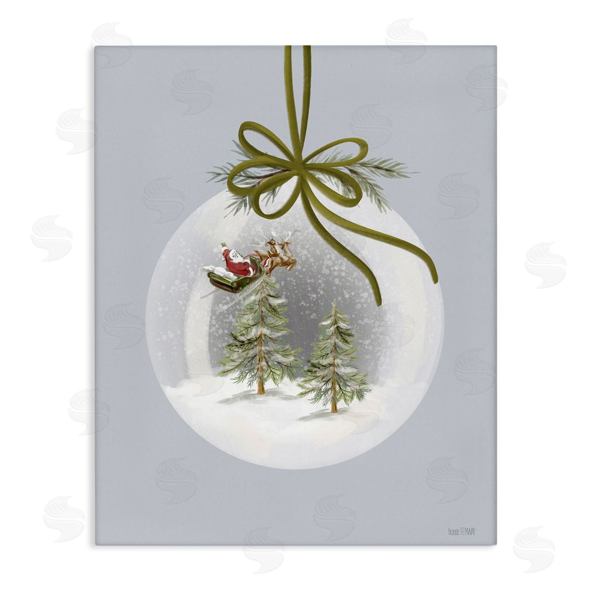 Santa Sleigh Snowglobe Canvas Wall Art, Home Decor by House Fenway
