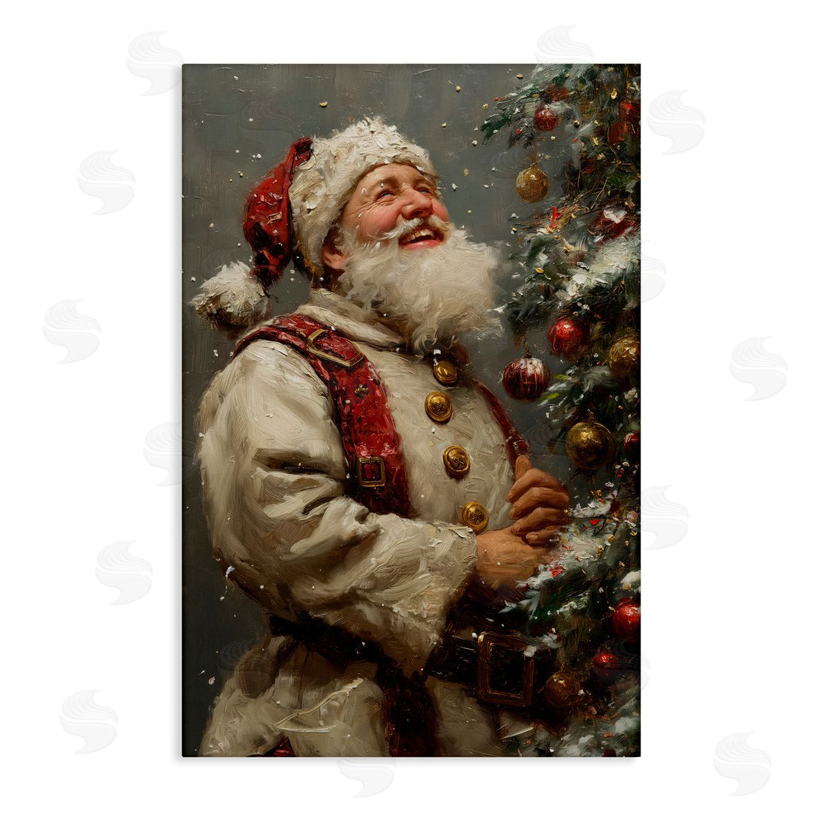 Happy Santa and Tree Canvas Wall Art, Home Decor by Imagine It Images