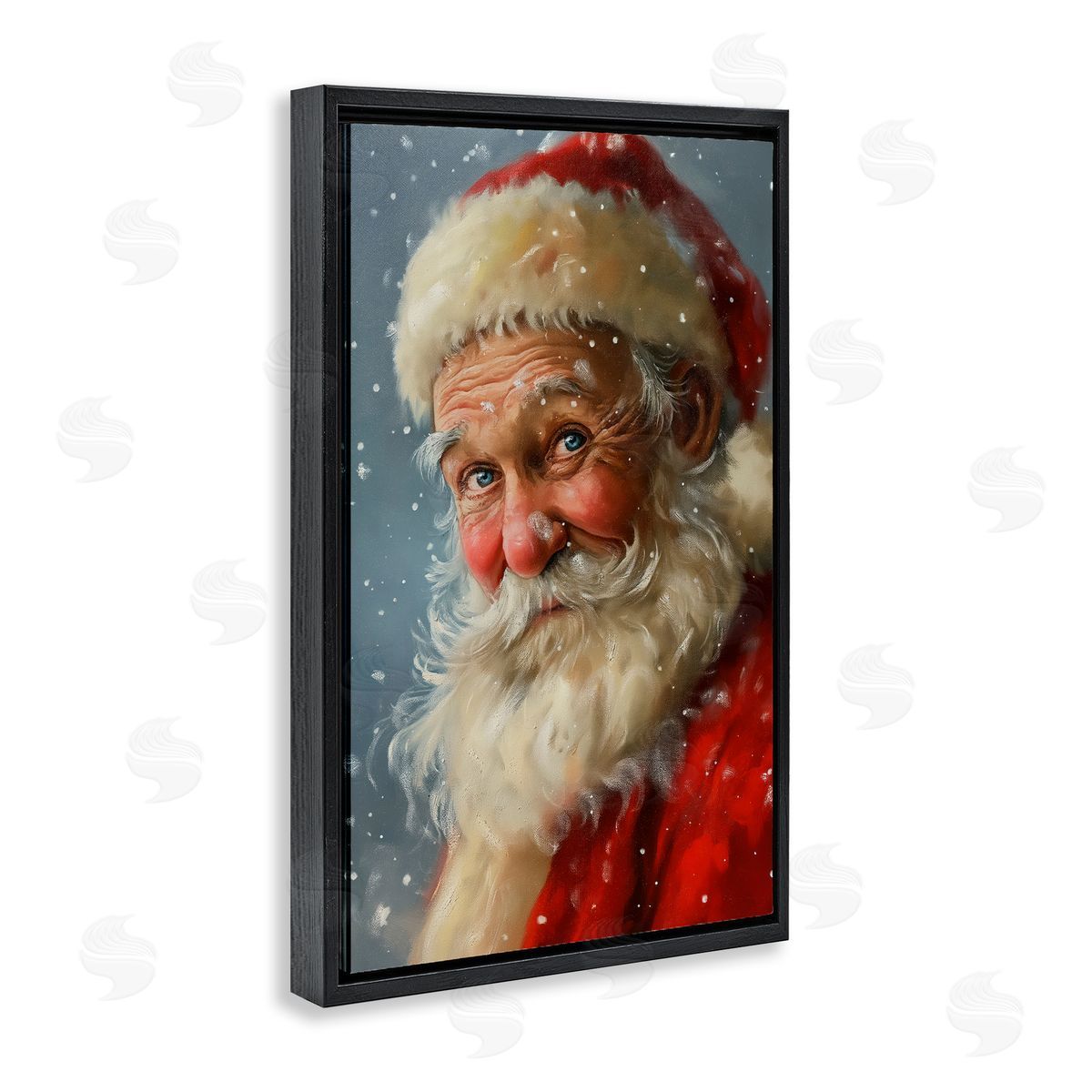 Rosy Santa Portrait Black Floating Frame Canvas Wall Art, Home Decor by Imagine It Images