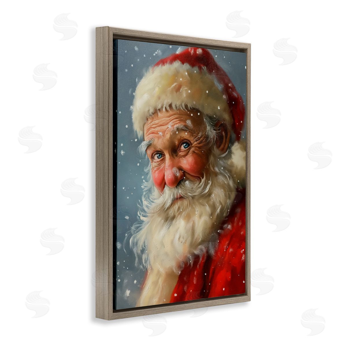 Rosy Santa Portrait Brown Floating Frame Canvas Wall Art, Home Decor by Imagine It Images