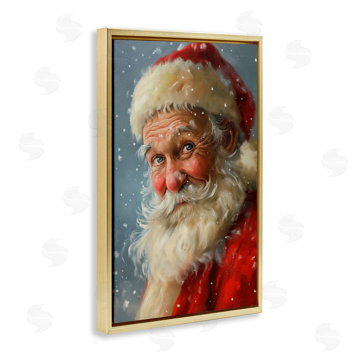 Rosy Santa Portrait Gold Floating Frame Canvas Wall Art, Home Decor by Imagine It Images