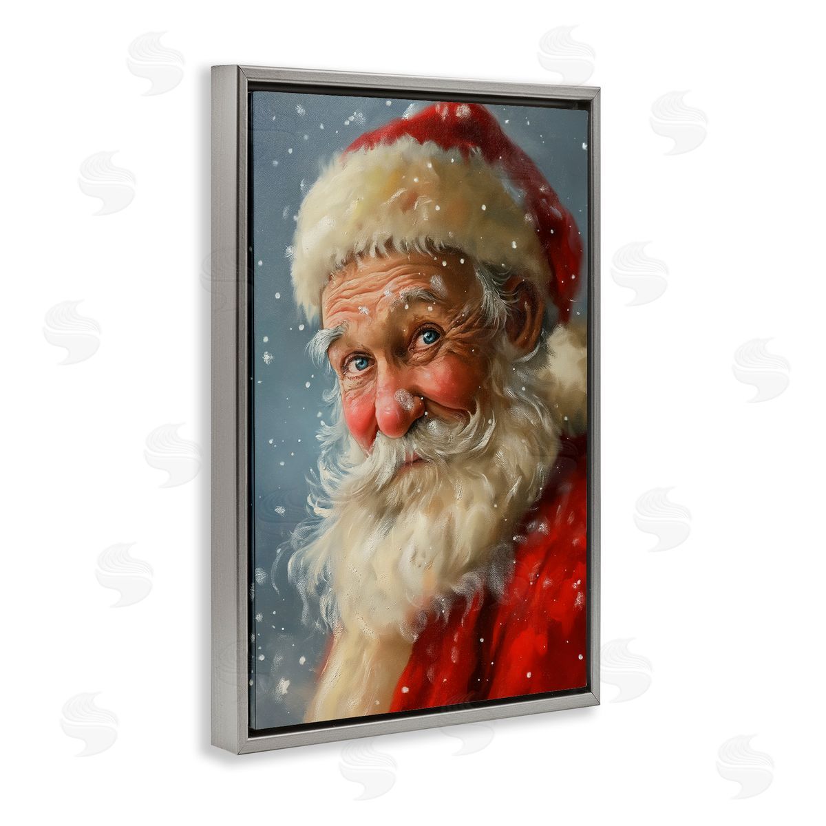 Rosy Santa Portrait Grey Floating Frame Canvas Wall Art, Home Decor by Imagine It Images