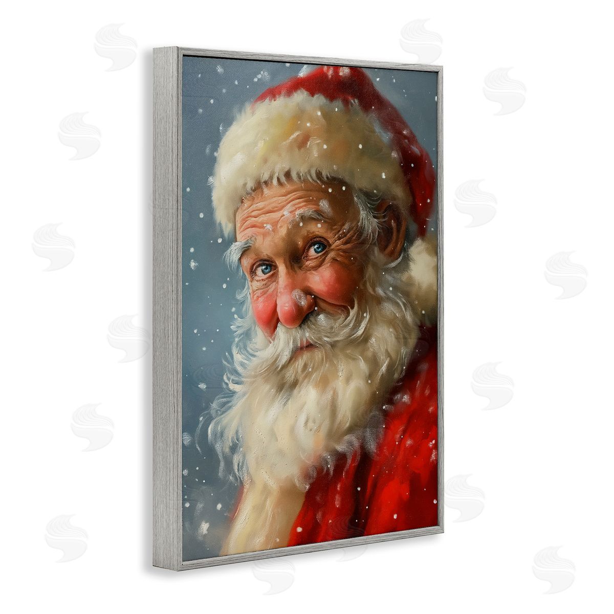 Rosy Santa Portrait Grey Frame Print Wall Art, Home Decor by Imagine It Images