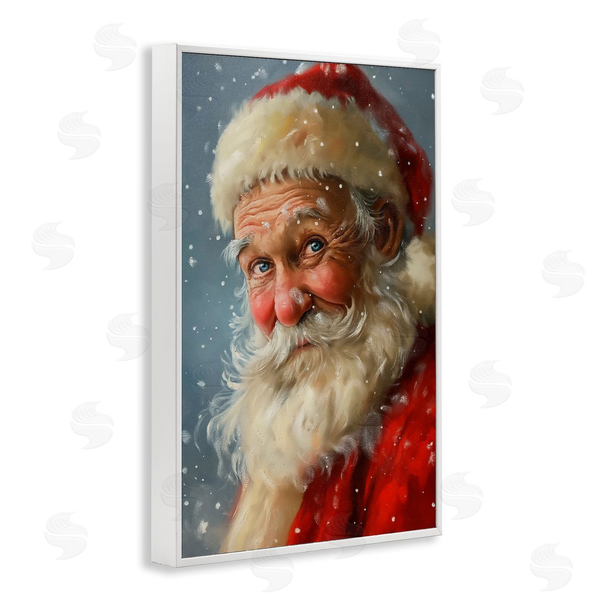 Rosy Santa Portrait White Frame Print Wall Art, Home Decor by Imagine It Images