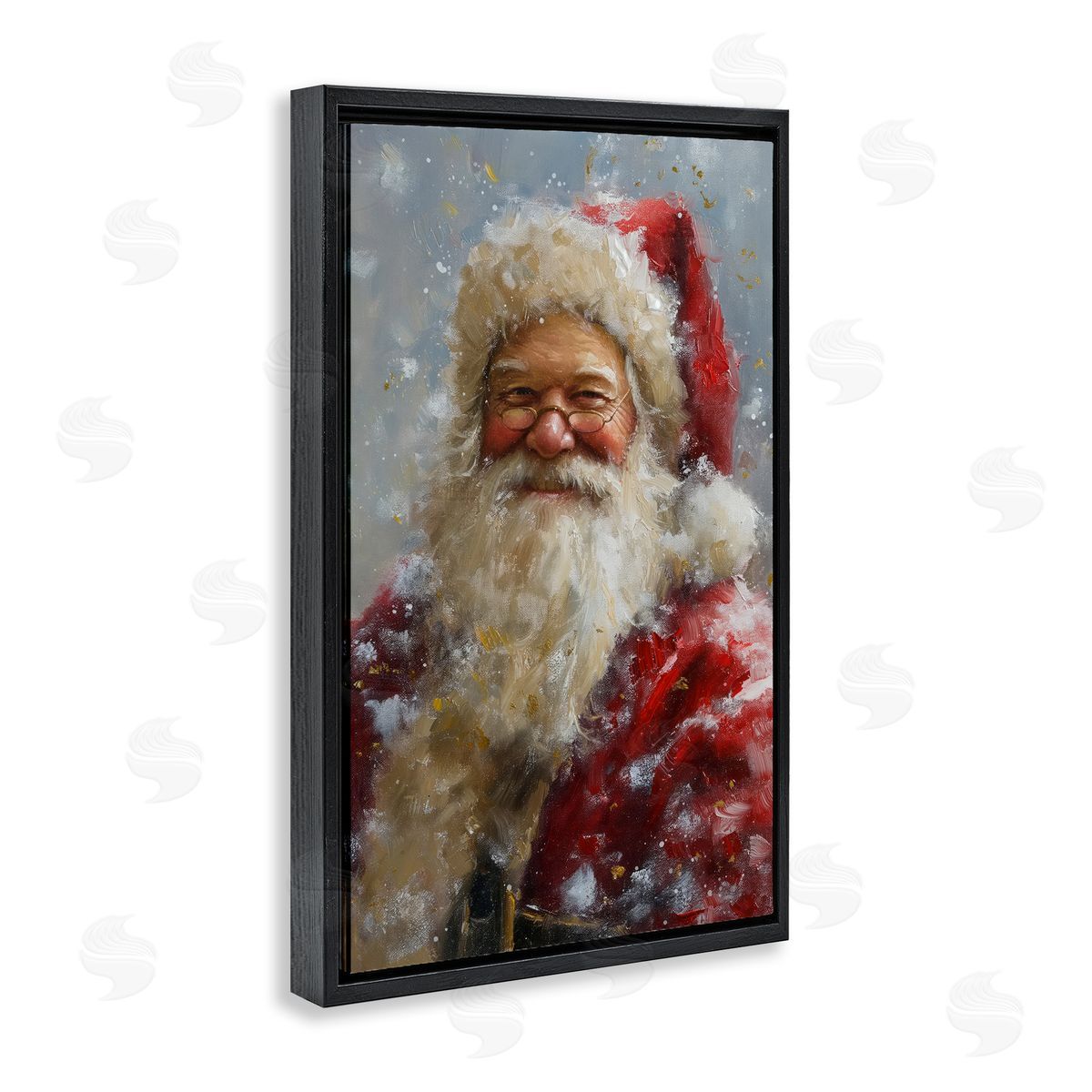 Smiling Santa Portrait Black Floating Frame Canvas Wall Art, Home Decor by Imagine It Images