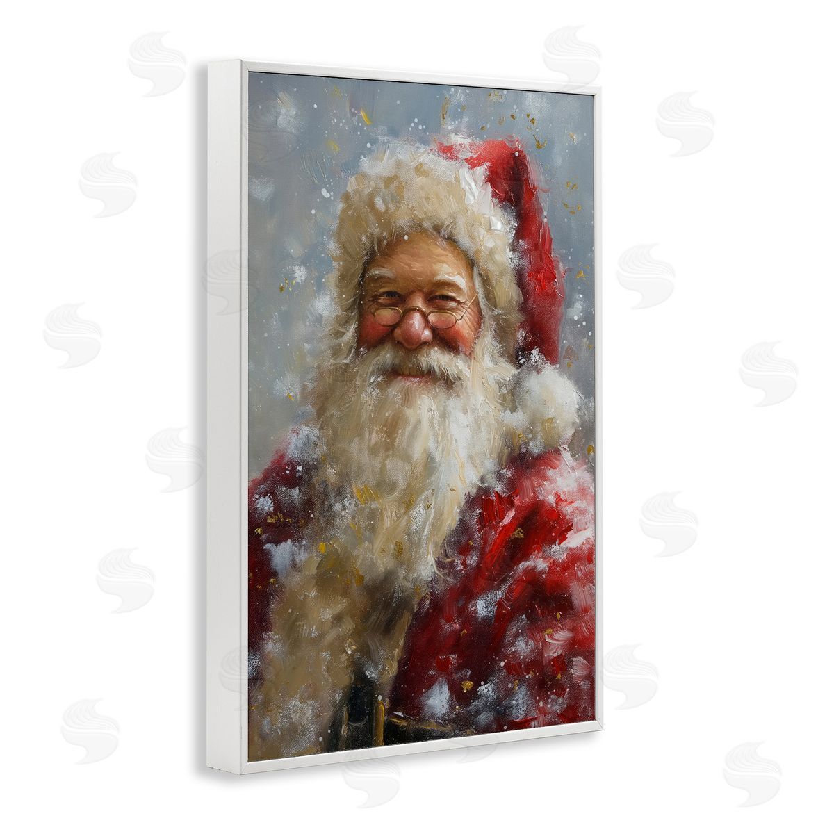 Smiling Santa Portrait White Frame Print Wall Art, Home Decor by Imagine It Images