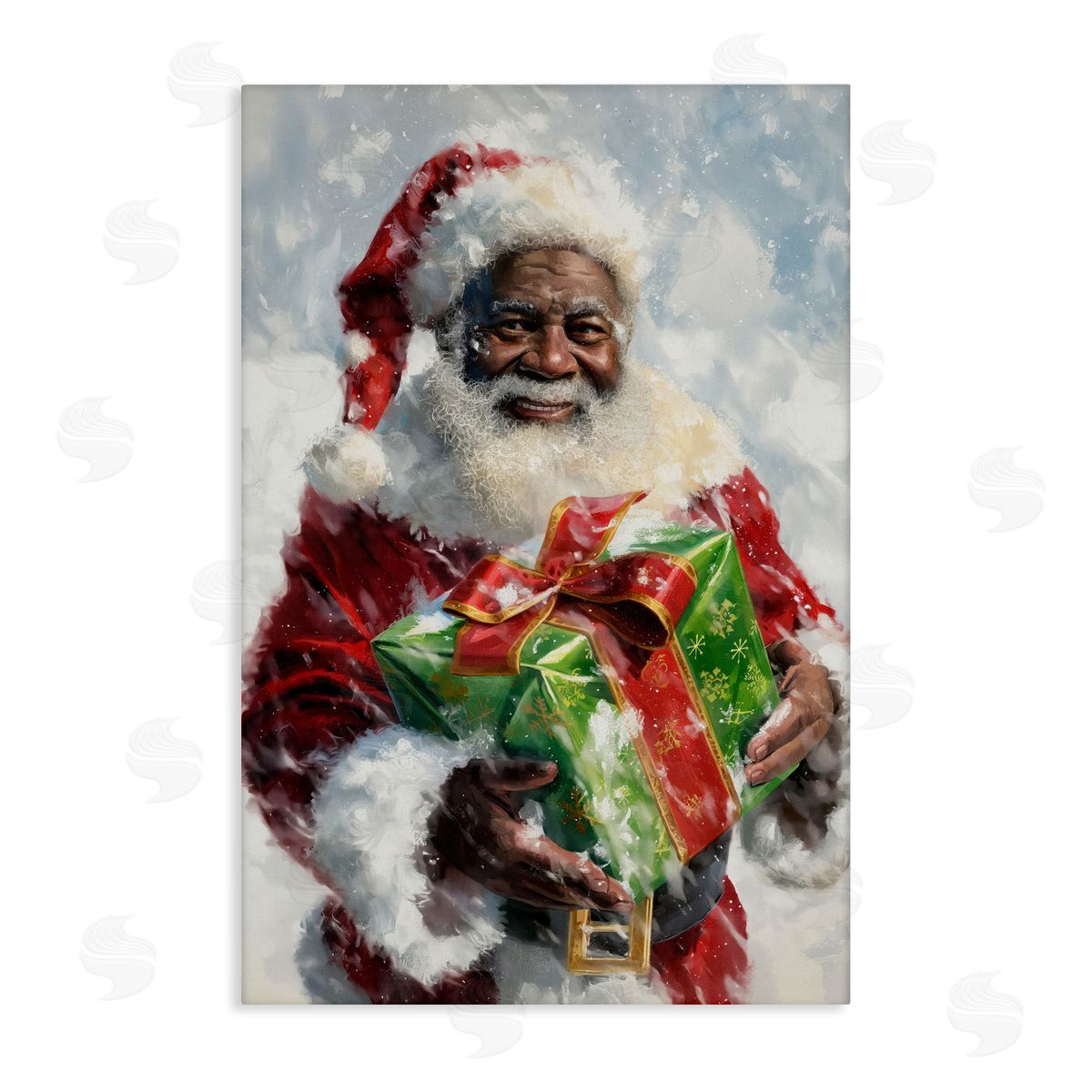 Santa Claus and Gift Canvas Wall Art, Home Decor by Imagine It Images