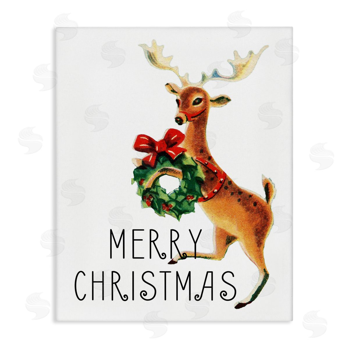 Merry Christmas Reindeer Canvas Wall Art, Home Decor by Kim Allen