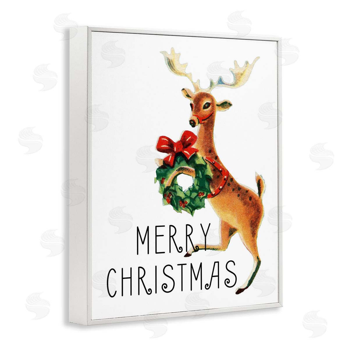 Merry Christmas Reindeer White Frame Print Wall Art, Home Decor by Kim Allen