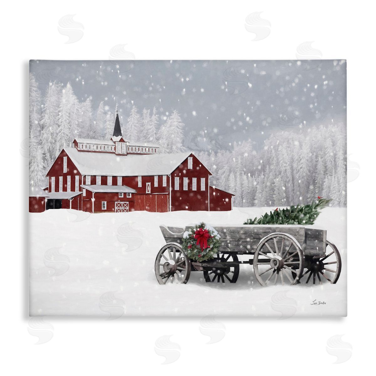 Winter Wagon Scene Canvas Wall Art, Home Decor by Lori Deiter