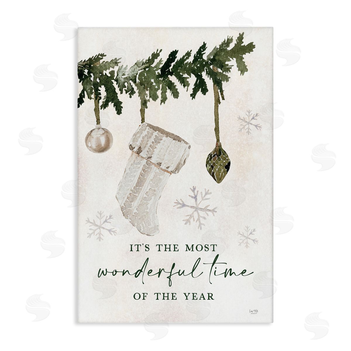 Festive Hanging Stocking Canvas Wall Art, Home Decor by Lux + Me Designs