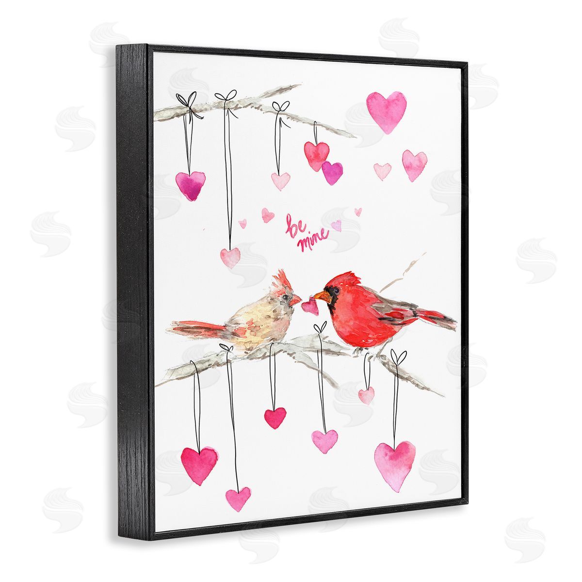 Be Mine Cardinals Black Frame Print Wall Art, Home Decor by Melissa Hyatt