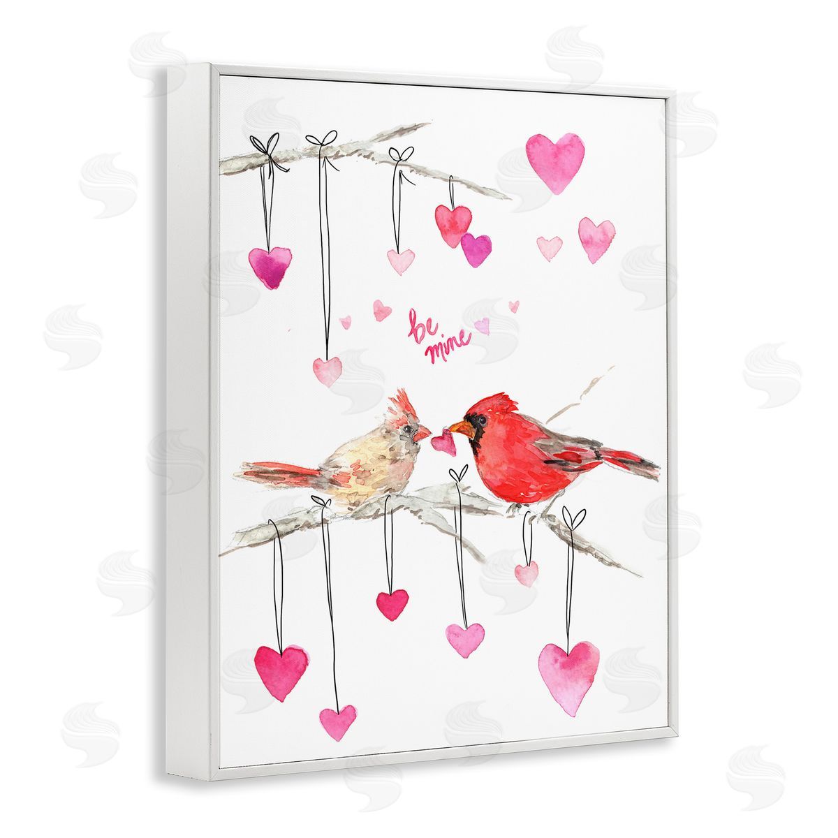 Be Mine Cardinals White Frame Print Wall Art, Home Decor by Melissa Hyatt