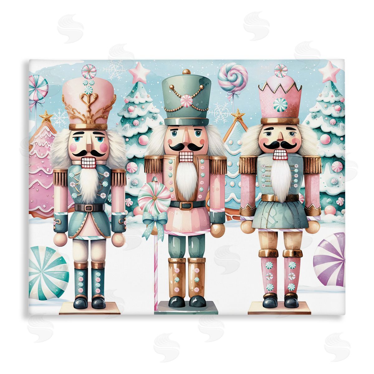 Pastel Nutcracker Trio Canvas Wall Art, Home Decor by Nicole DeCamp
