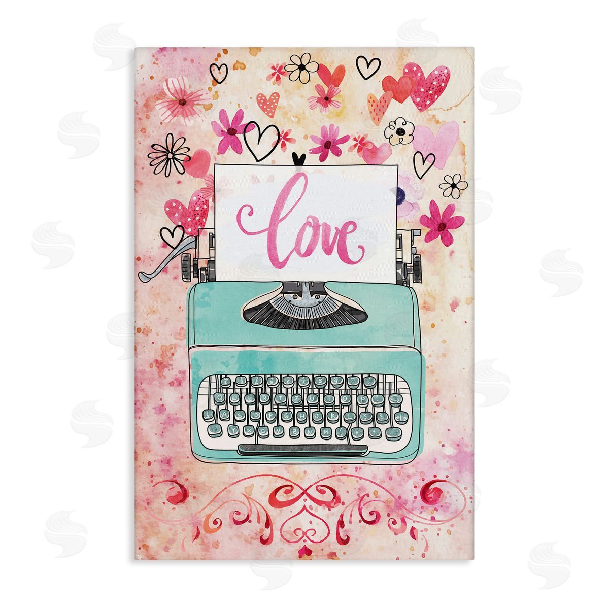 Romantic Love Typewriter Canvas Wall Art, Home Decor by Nicole DeCamp