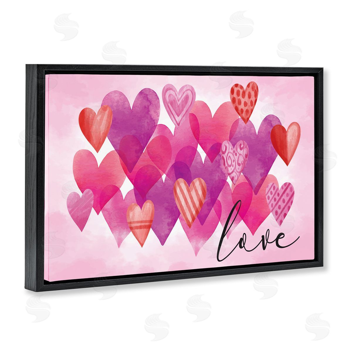 Nicole DeCamp Love with Layered Hearts Black Floating Frame Canvas Wall Art Print