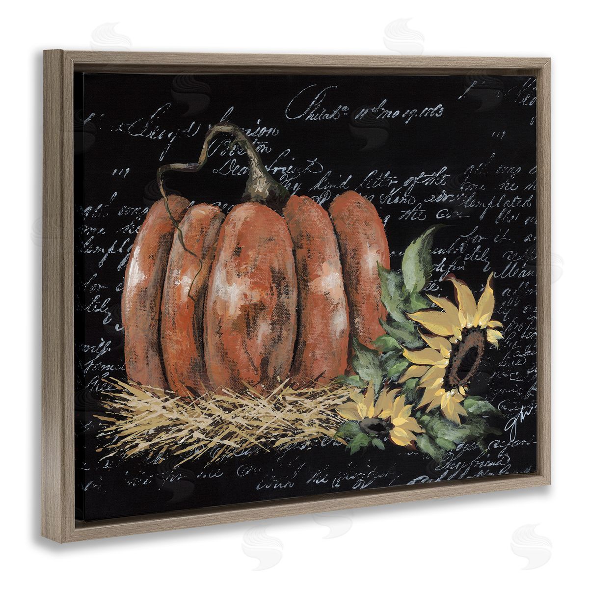Autumn Country Pumpkin Brown Floating Frame Canvas Wall Art, Home Decor by Julie Norkus