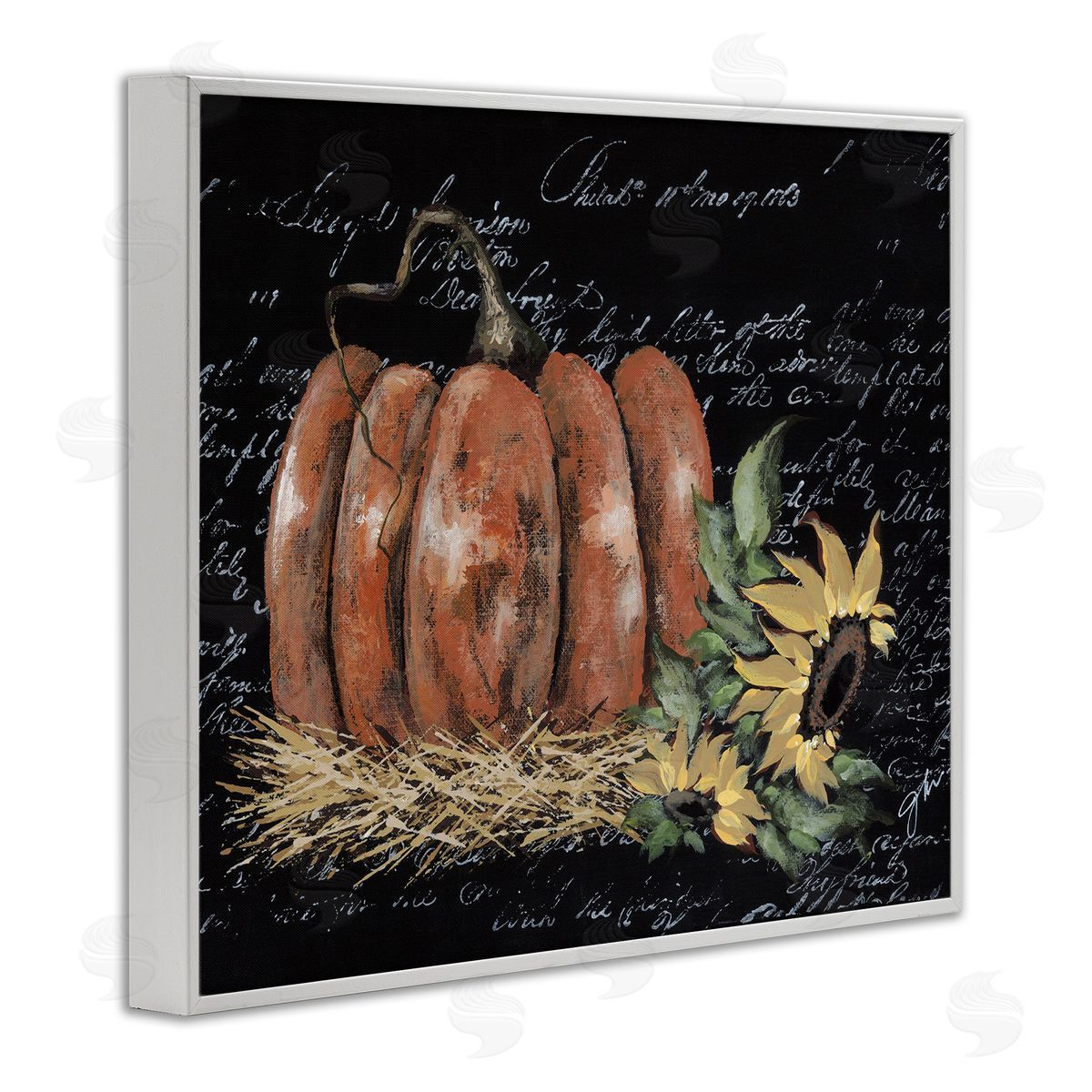 Autumn Country Pumpkin White Frame Print Wall Art, Home Decor by Julie Norkus