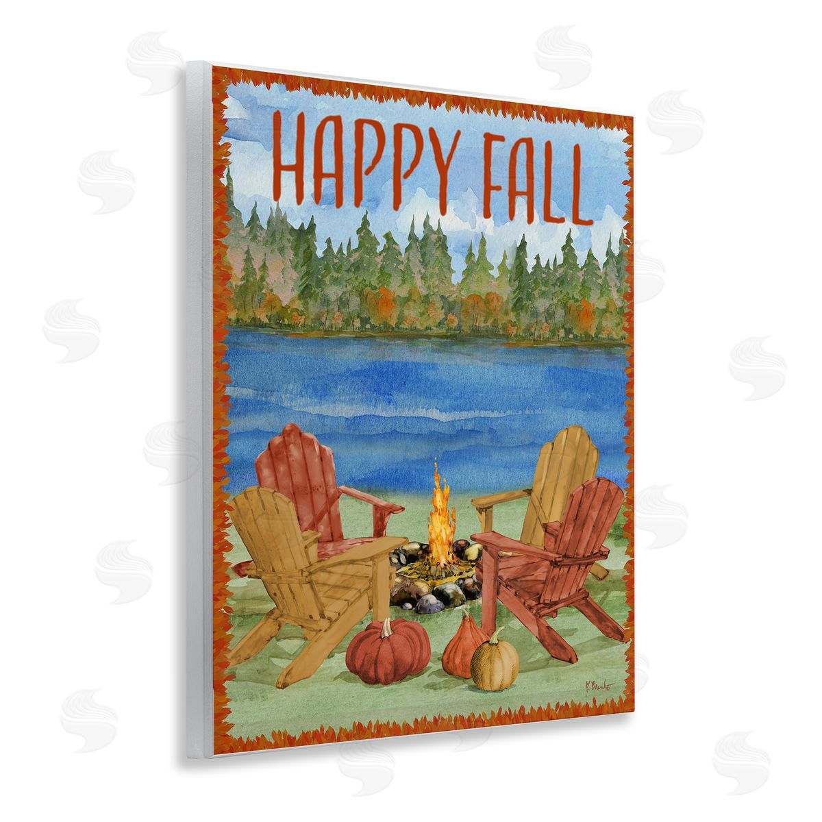 Happy Fall Bonfire Wood Plaque Wall Art, Home Decor by Paul Brent