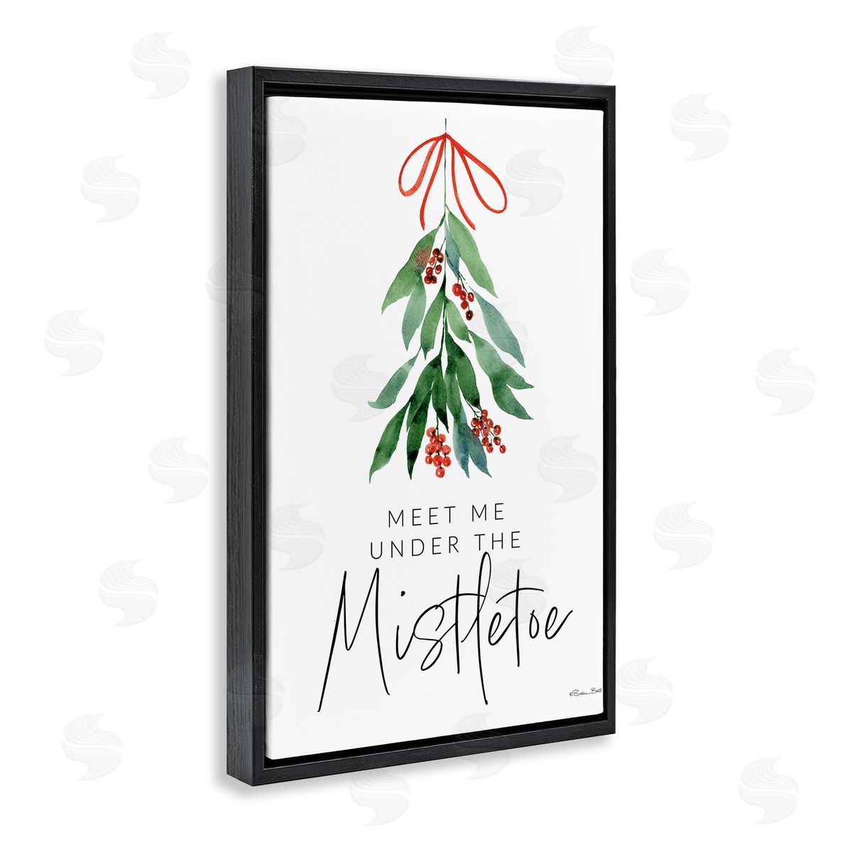 Meet Me Under Mistletoe Black Floating Frame Canvas Wall Art, Home Decor by Susan Ball