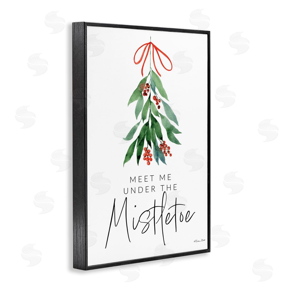 Meet Me Under Mistletoe Black Frame Print Wall Art, Home Decor by Susan Ball