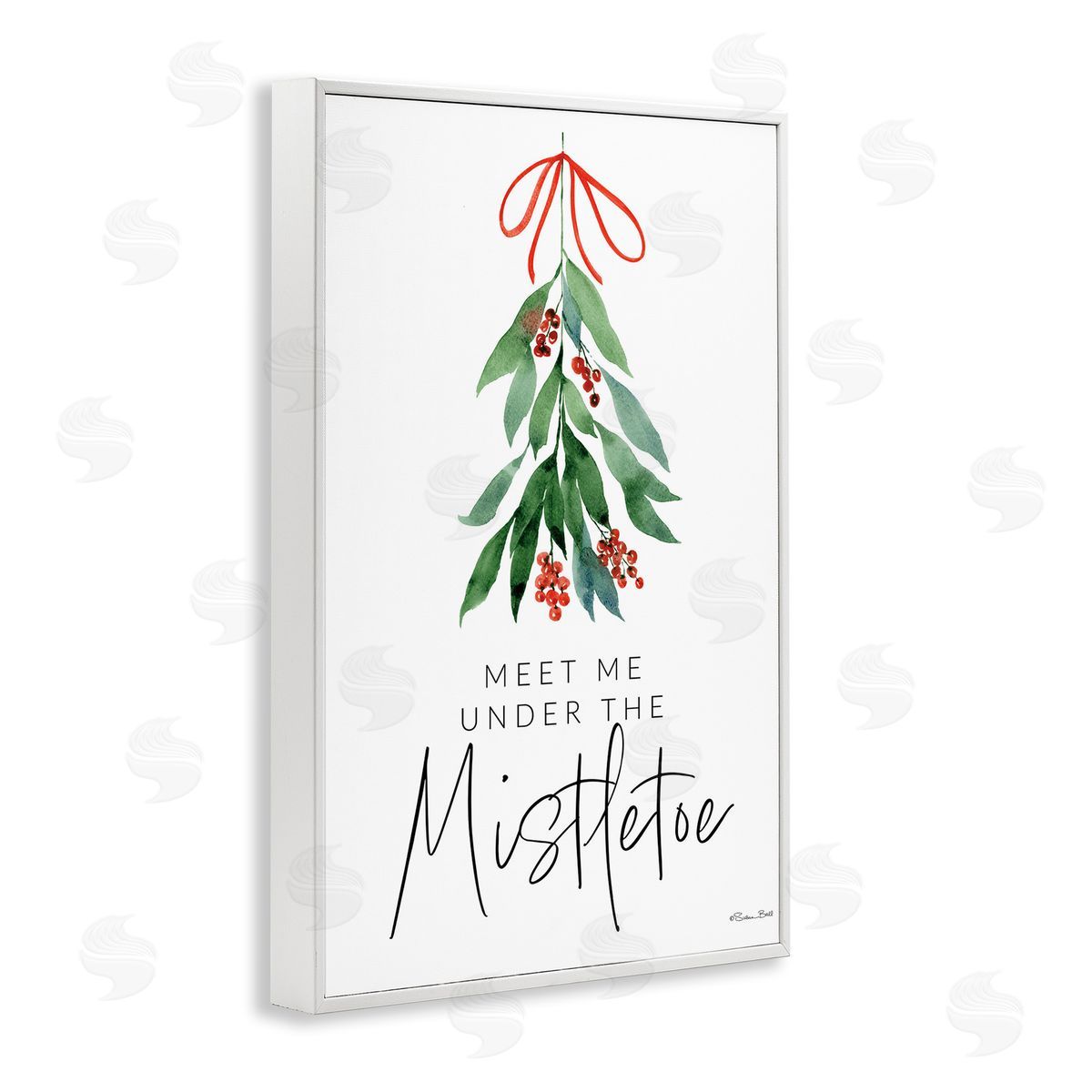 Meet Me Under Mistletoe White Frame Print Wall Art, Home Decor by Susan Ball