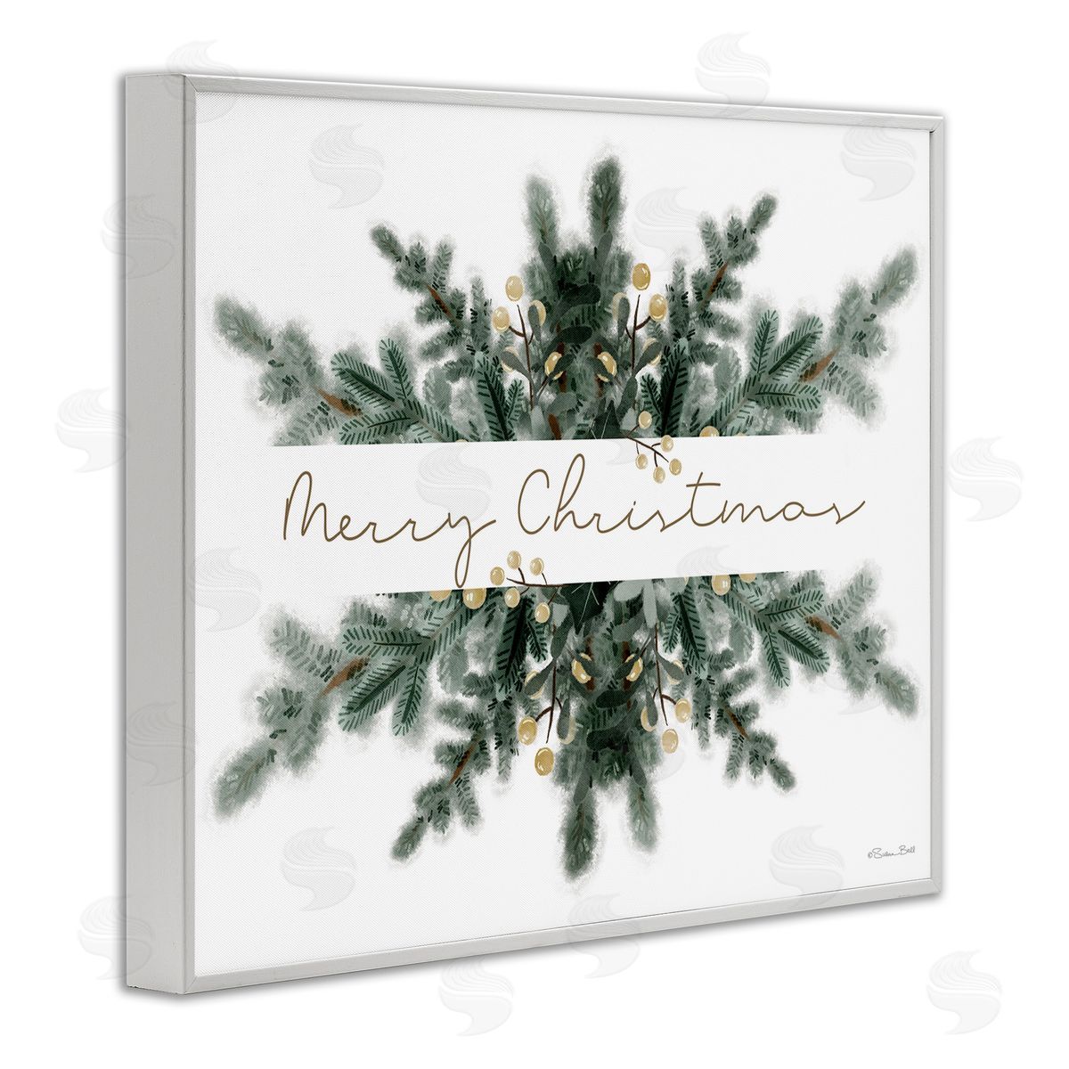 Festive Fir Phrase White Frame Print Wall Art, Home Decor by Susan Ball
