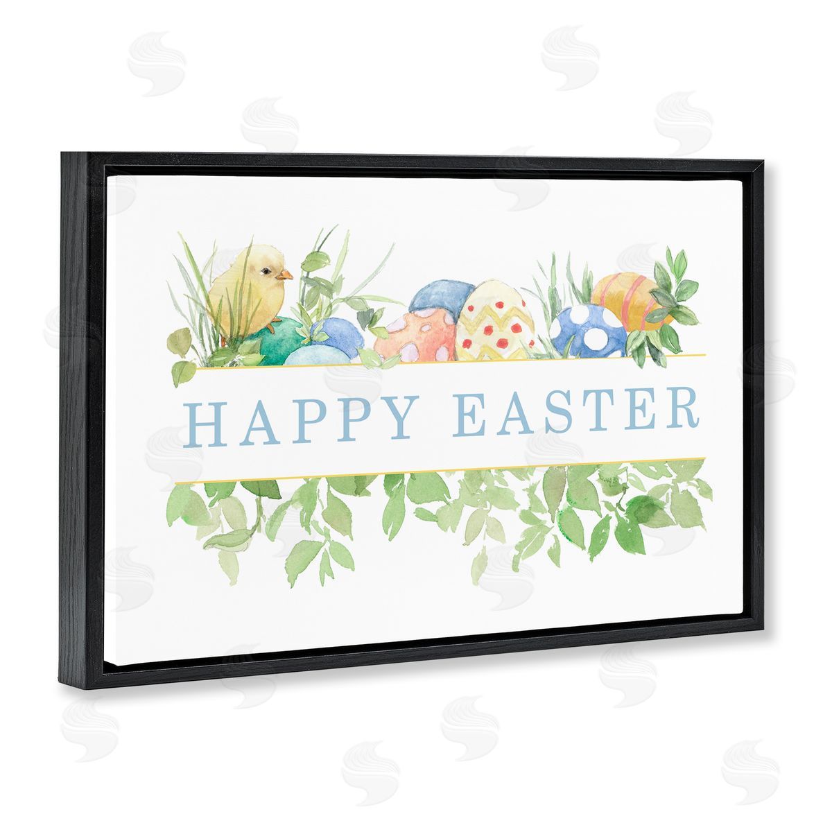 Lanie Loreth Floral Happy Easter Black Floating Frame Canvas Wall Art Print