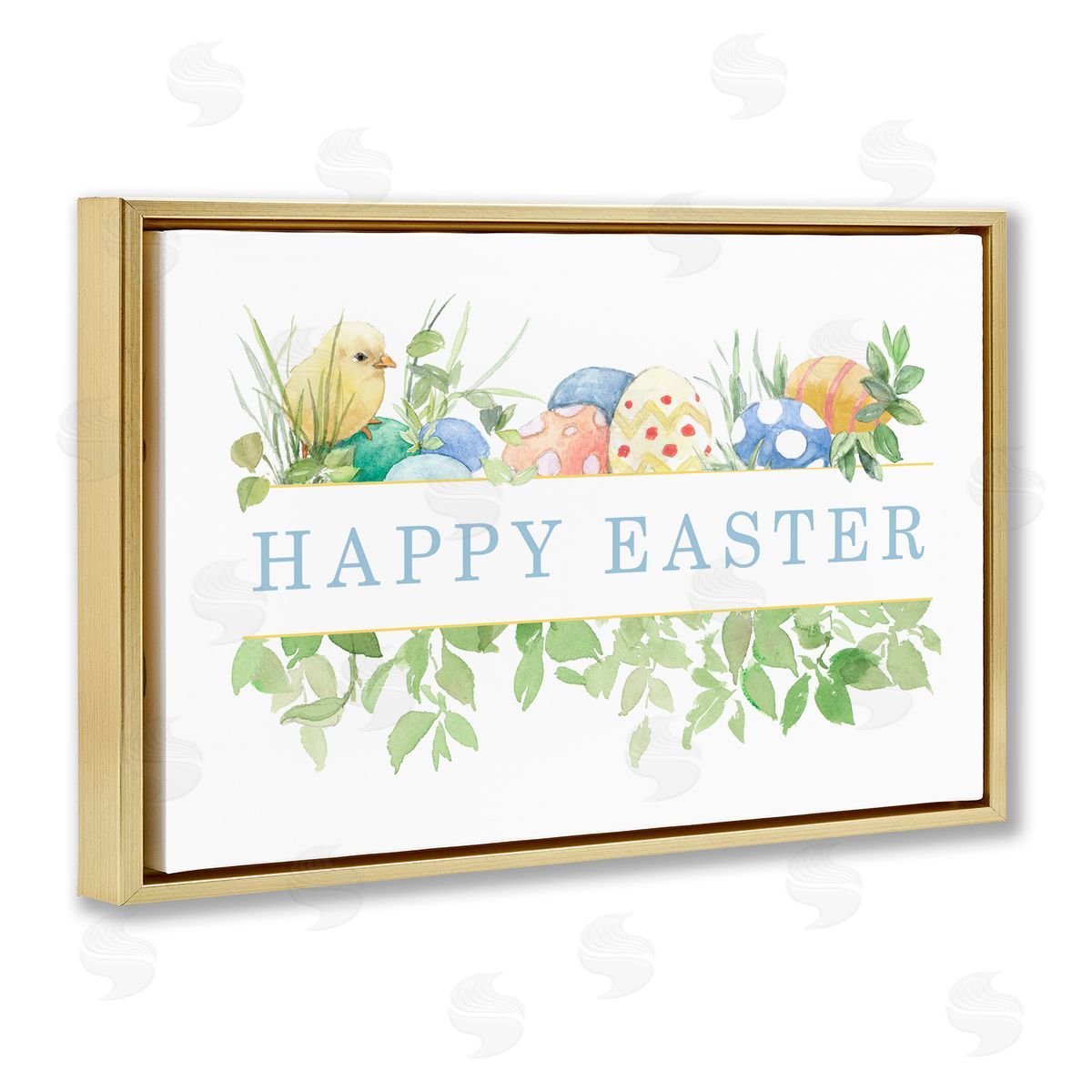 Lanie Loreth Floral Happy Easter Gold Floating Frame Canvas Wall Art Print