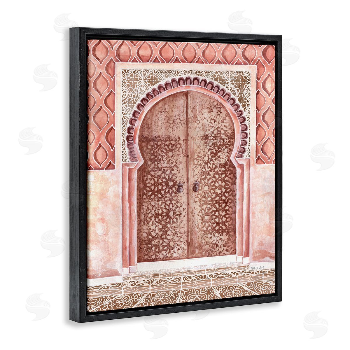 Moroccan Tiled Doorway Black Floating Frame Canvas Wall Art, Home Decor by Yvette St. Amant