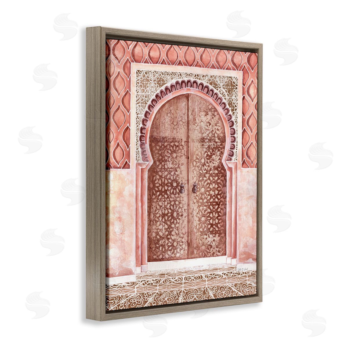 Moroccan Tiled Doorway Brown Floating Frame Canvas Wall Art, Home Decor by Yvette St. Amant