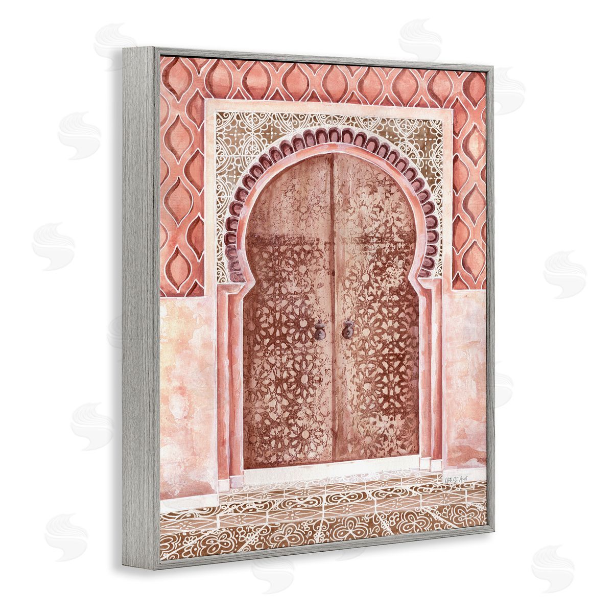 Moroccan Tiled Doorway Grey Frame Print Wall Art, Home Decor by Yvette St. Amant