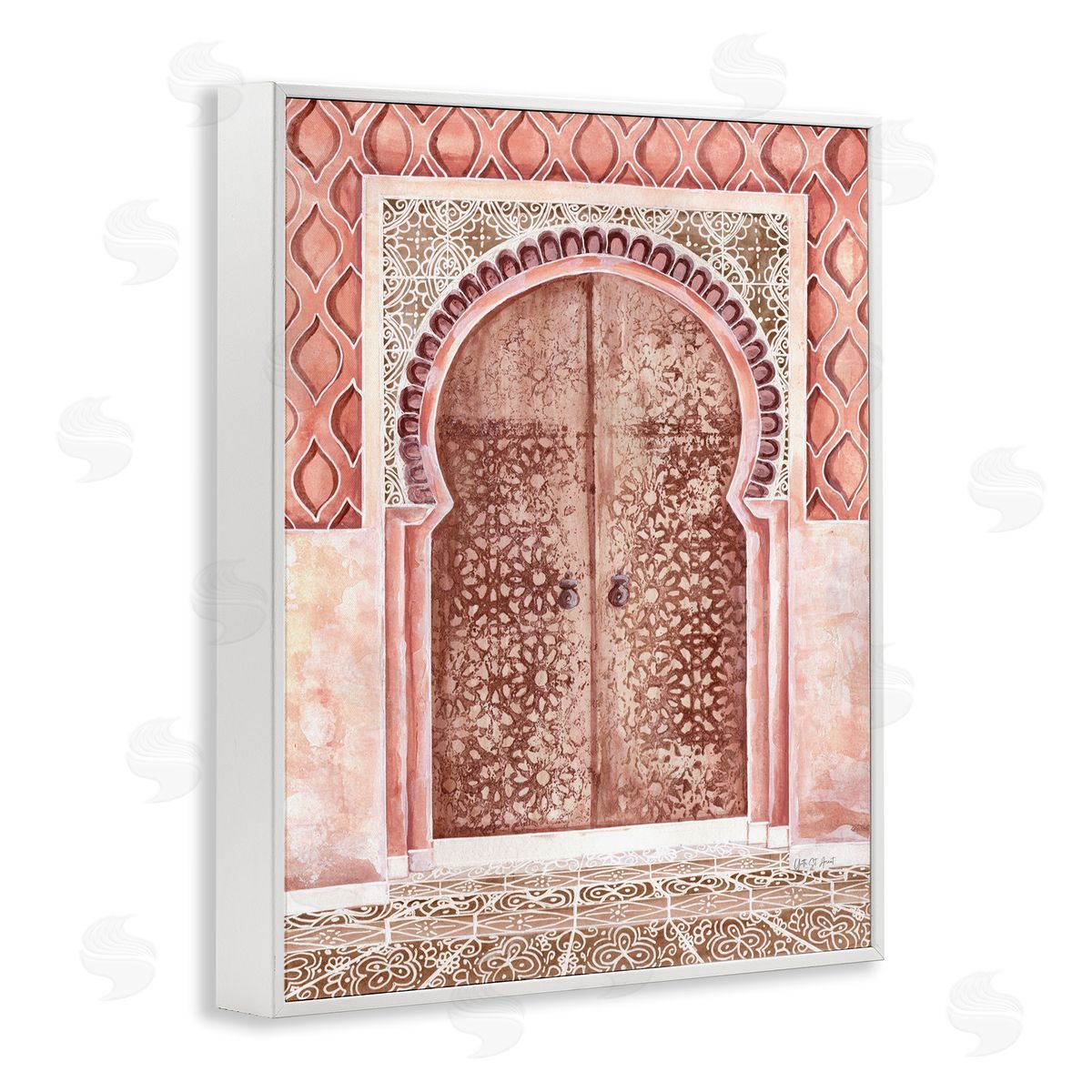 Moroccan Tiled Doorway White Frame Print Wall Art, Home Decor by Yvette St. Amant