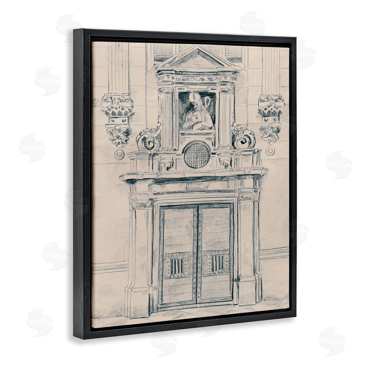 Detailed Architecture Door Black Floating Frame Canvas Wall Art, Home Decor by June Erica Vess
