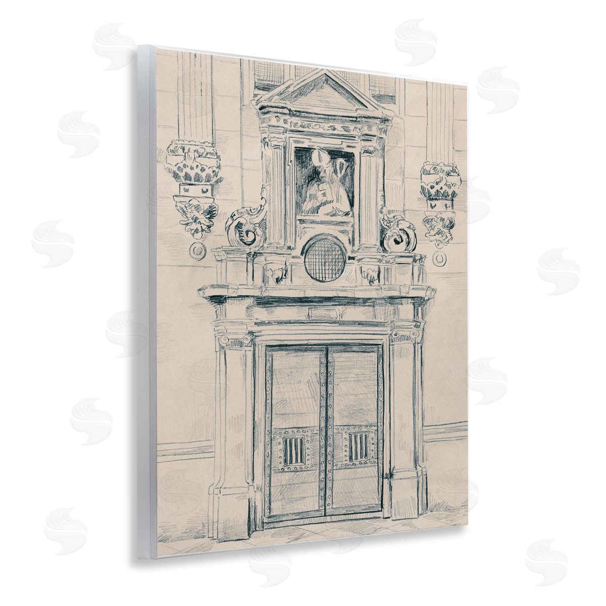 Detailed Architecture Door Wood Plaque Wall Art, Home Decor by June Erica Vess