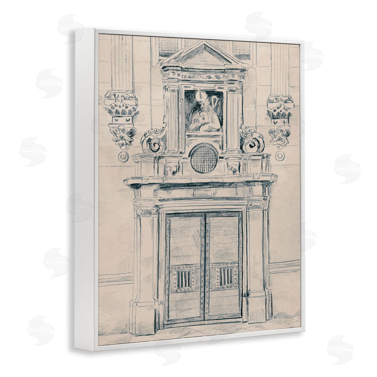 Detailed Architecture Door White Frame Print Wall Art, Home Decor by June Erica Vess