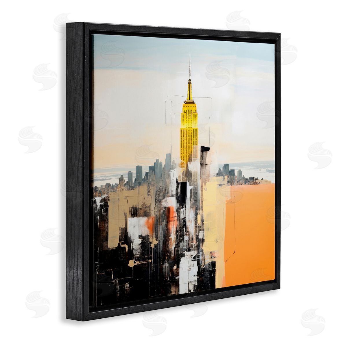 Irena Orlov Abstract Cityscape Tower Black Floating Frame Canvas Wall Art Print