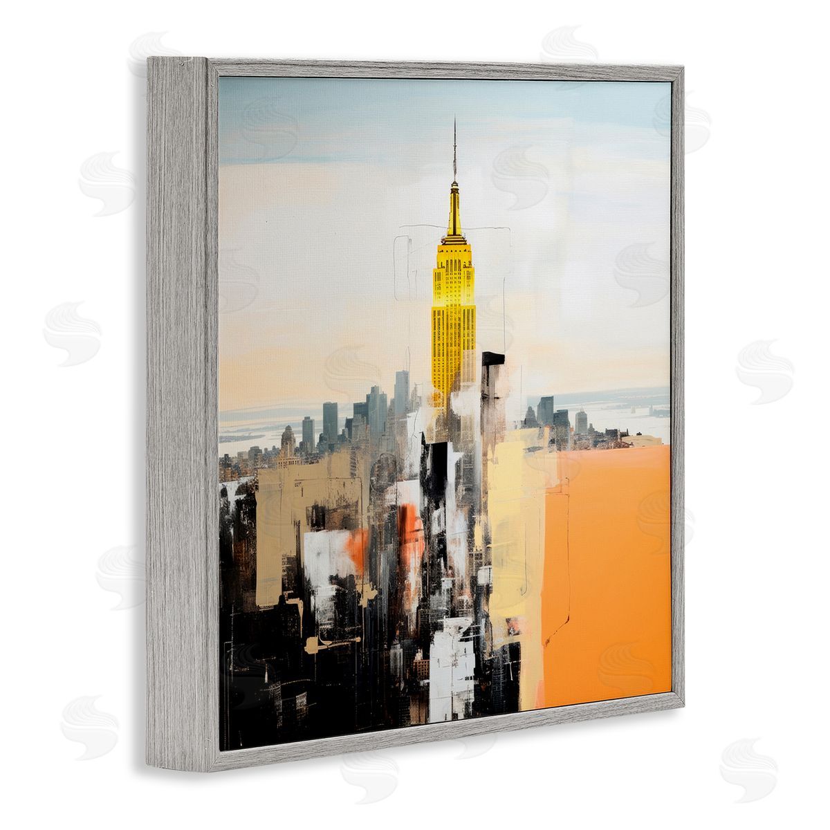 Irena Orlov Abstract Cityscape Tower Gray Framed Giclee Wall Art Print
