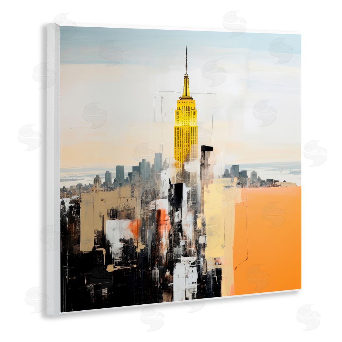 Irena Orlov Abstract Cityscape Tower Wooden Wall Plaque Art Print