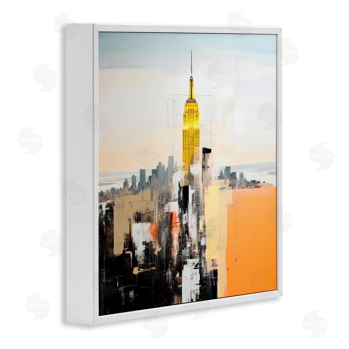 Irena Orlov Abstract Cityscape Tower White Framed Giclee Wall Art Print