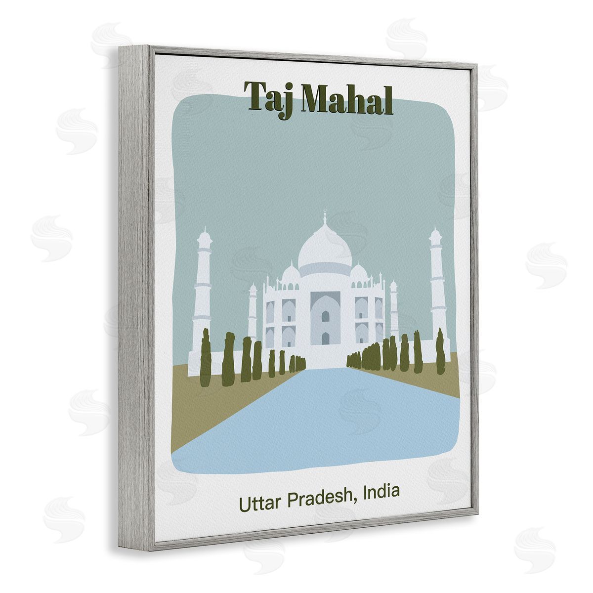 Taj Mahal Architecture Grey Frame Print Wall Art, Home Decor by Regina Moore