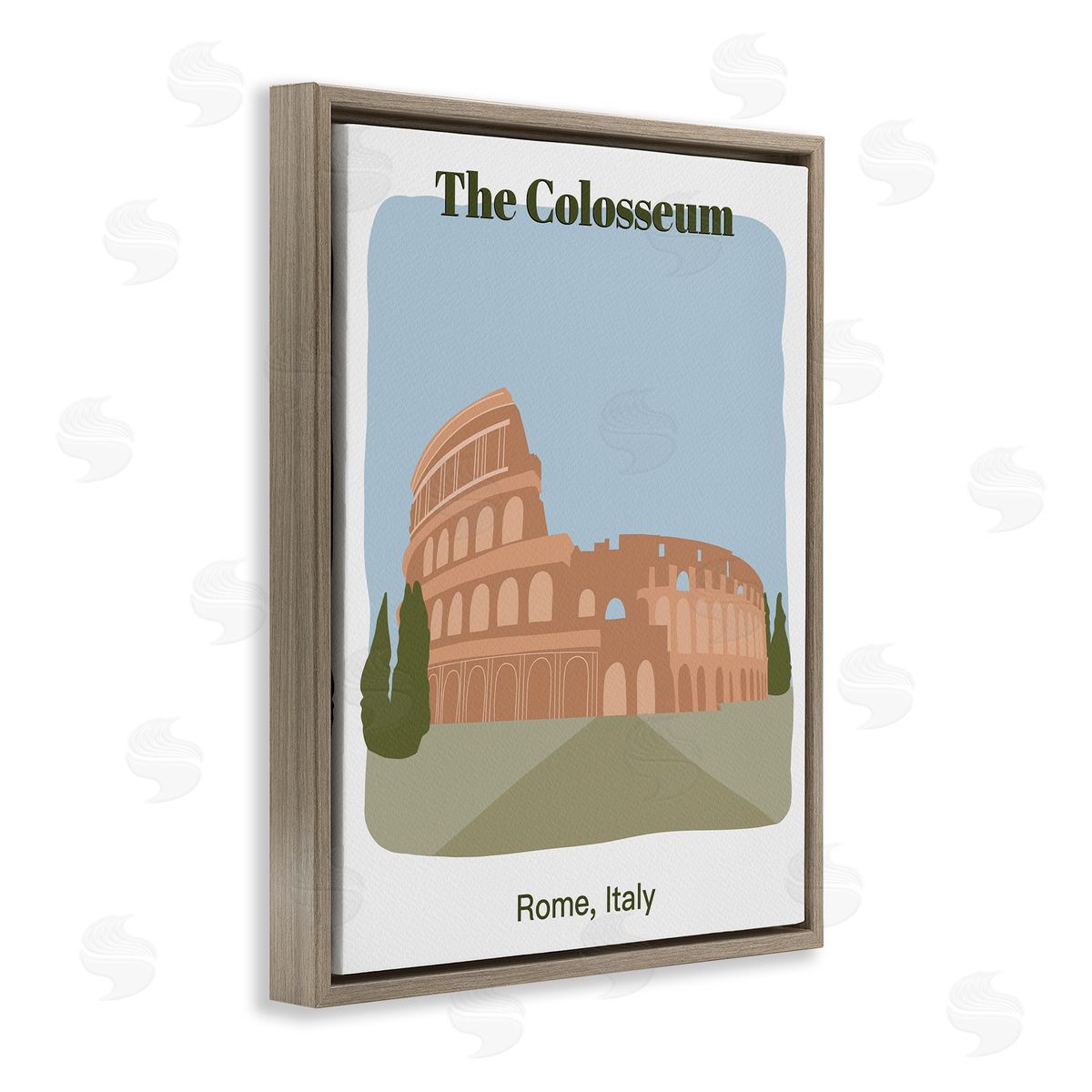 The Colosseum Architecture Brown Floating Frame Canvas Wall Art, Home Decor by Regina Moore